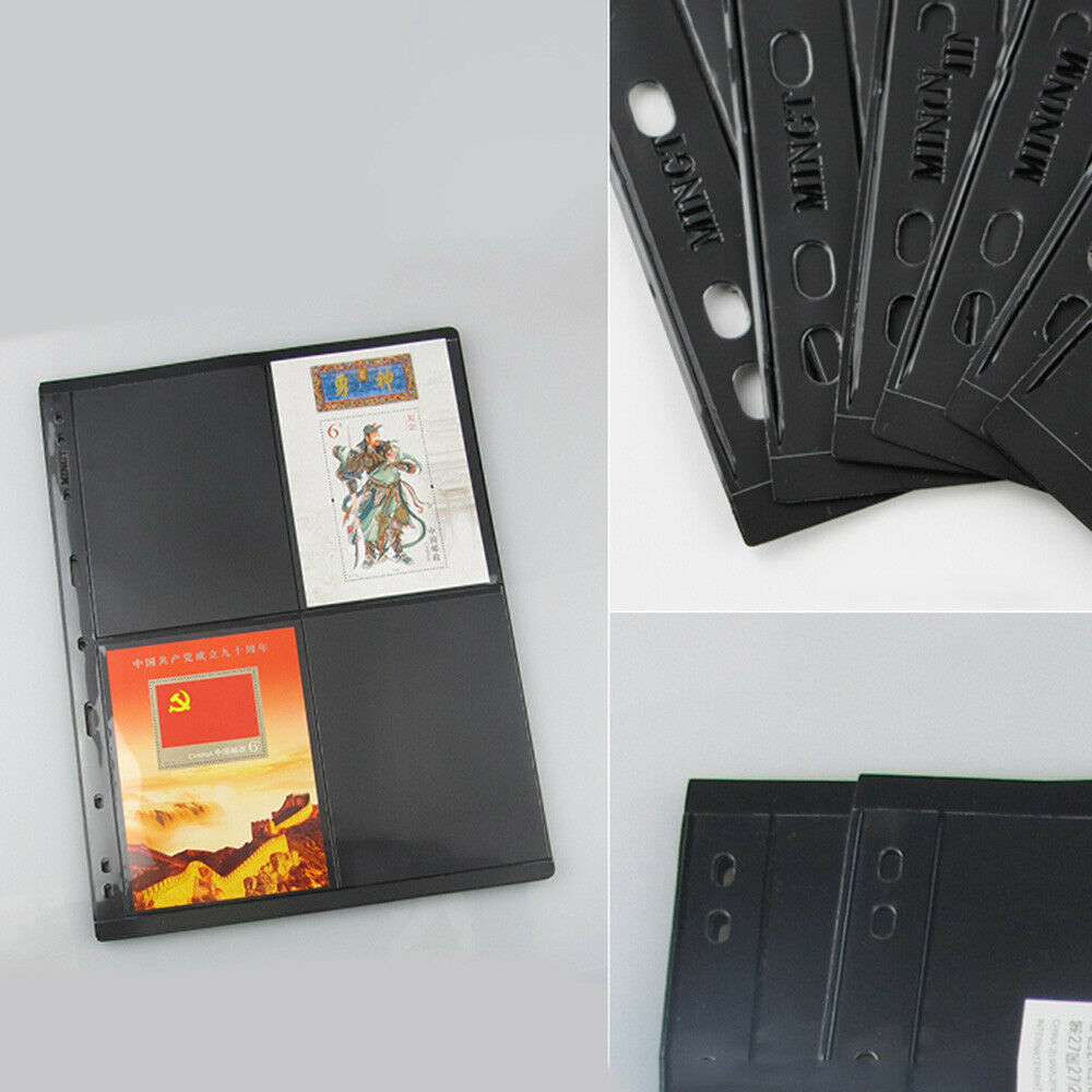 5Pcs PCCB Double Side 4 Grid Loose-leaf Stamps Collection Booklet Albums Pages