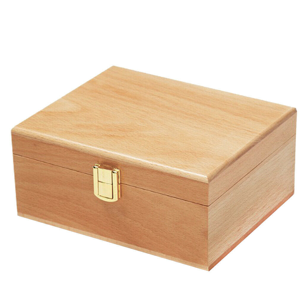 Wood Treasure Chest Wooden Jewellery Storage Box Case Organizer for Small Parts