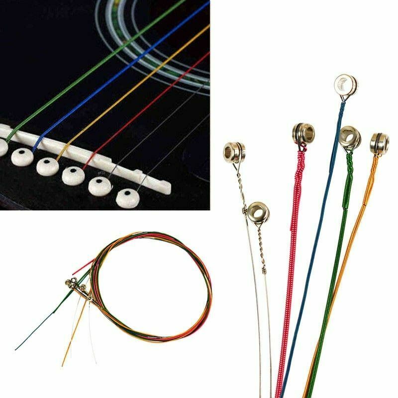 6Pcs Stainless Steel Different Colors 1st-6th Guitar Strings for Acoustic Guitar