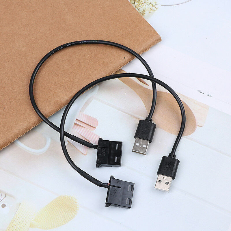 2x PC Fan 4 Pin 12V to 5V USB 2.0 Connection Cable Adapter D6O5 BDAUATDD