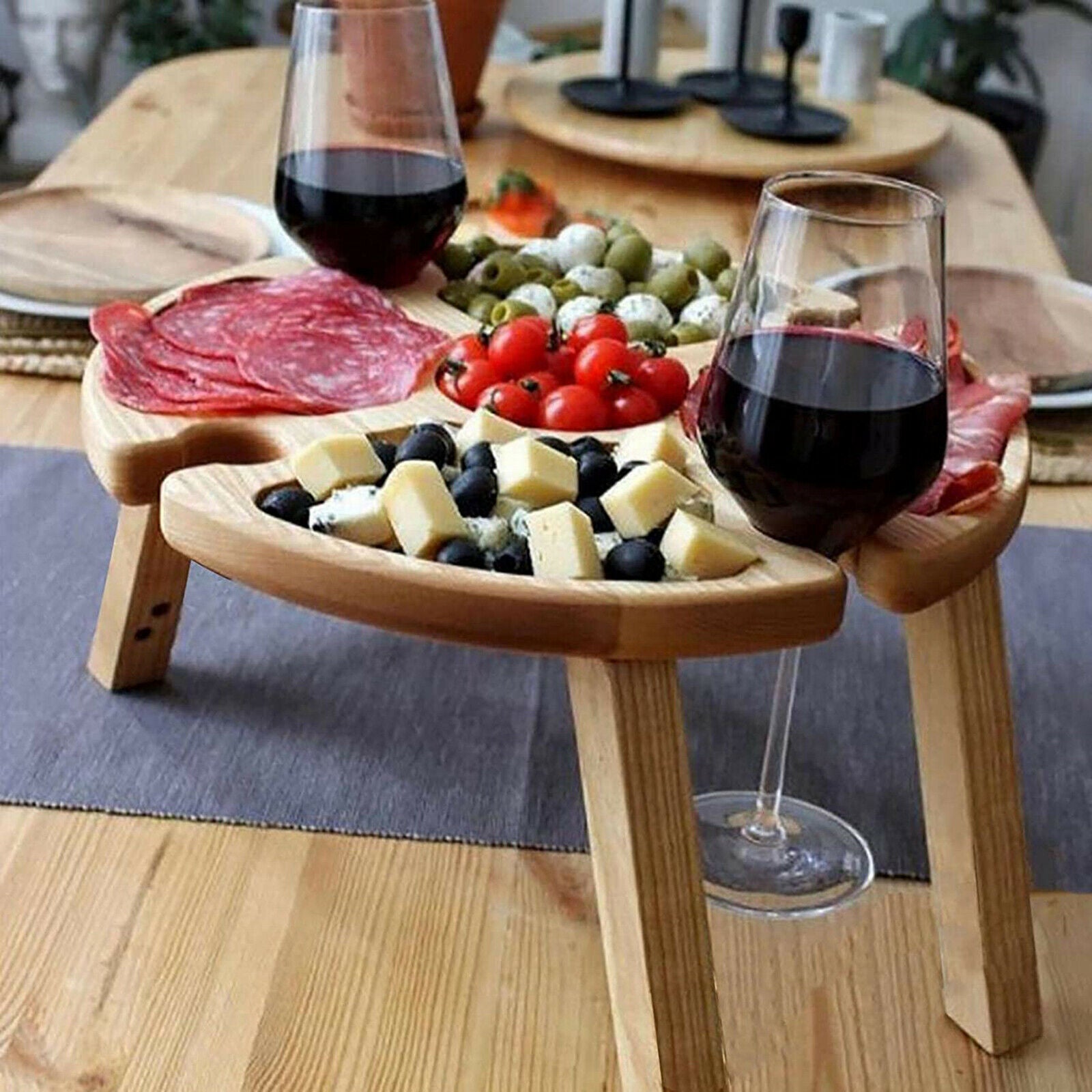 Outdoor Picnic Table 2 In 1 Wine Glass Rack for Family Party Camping Garden