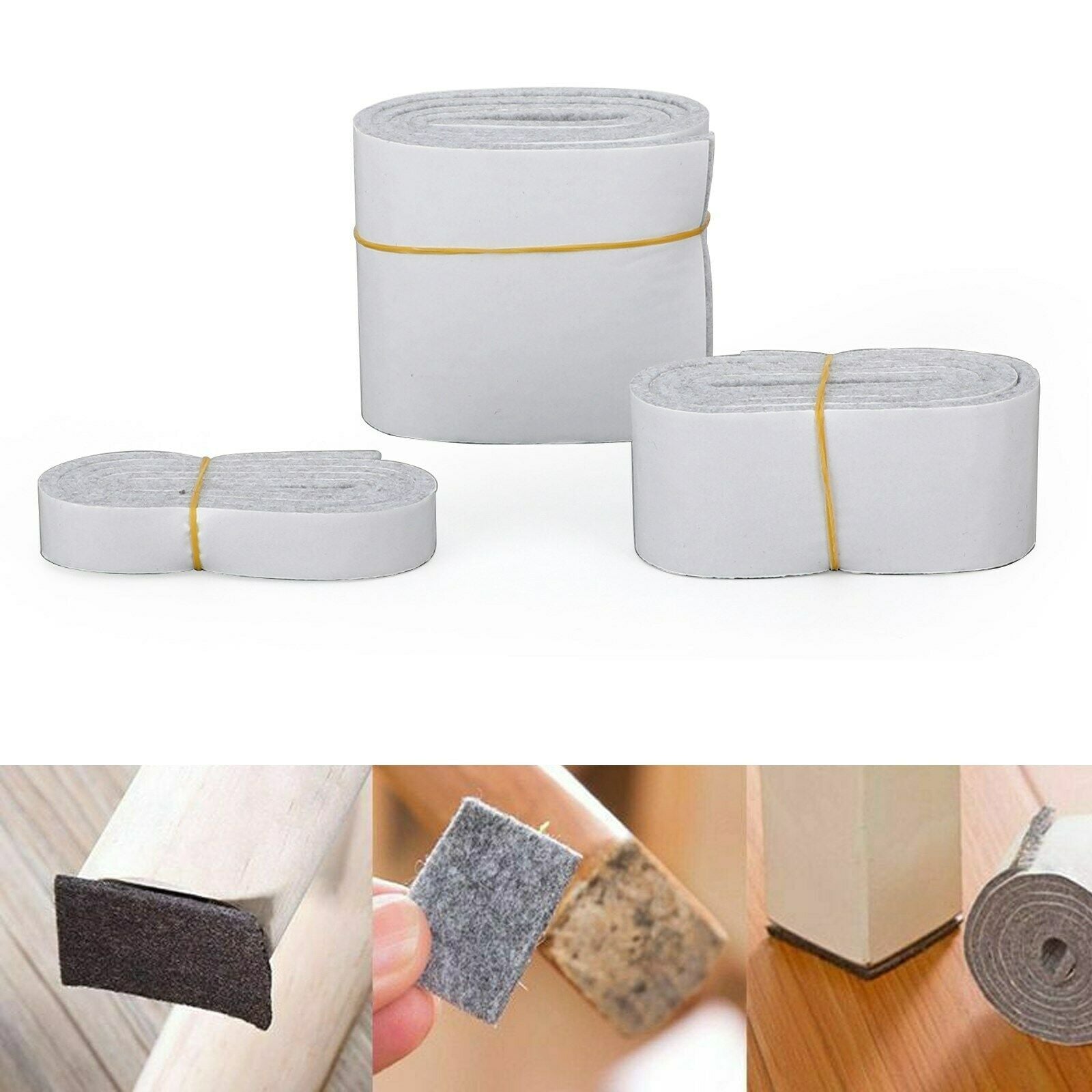 1M/40" 3pcs Nonslip Self-Stick Cabinet Furniture Felt Pad Gray USA