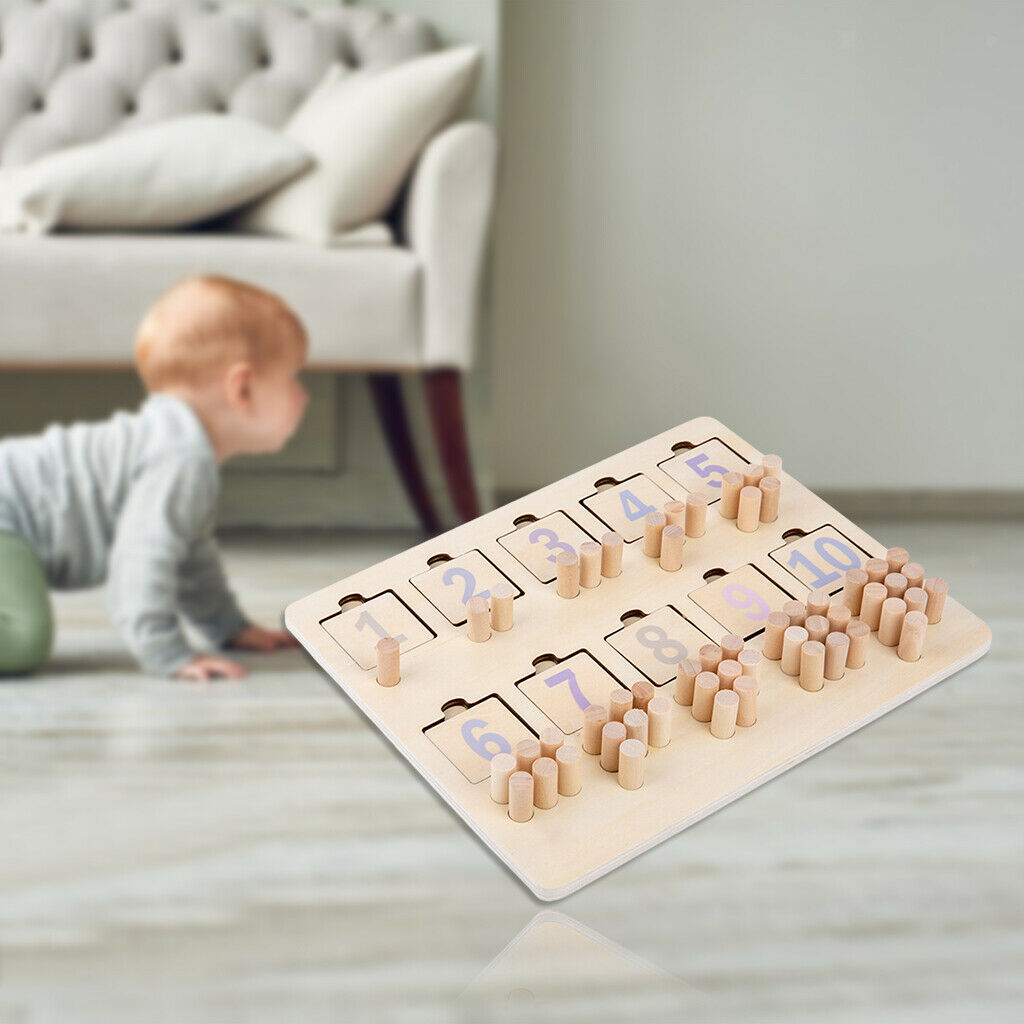 Kids Wood Montessori Math Toys Number Matching Board for Kids 2-5 Years Old