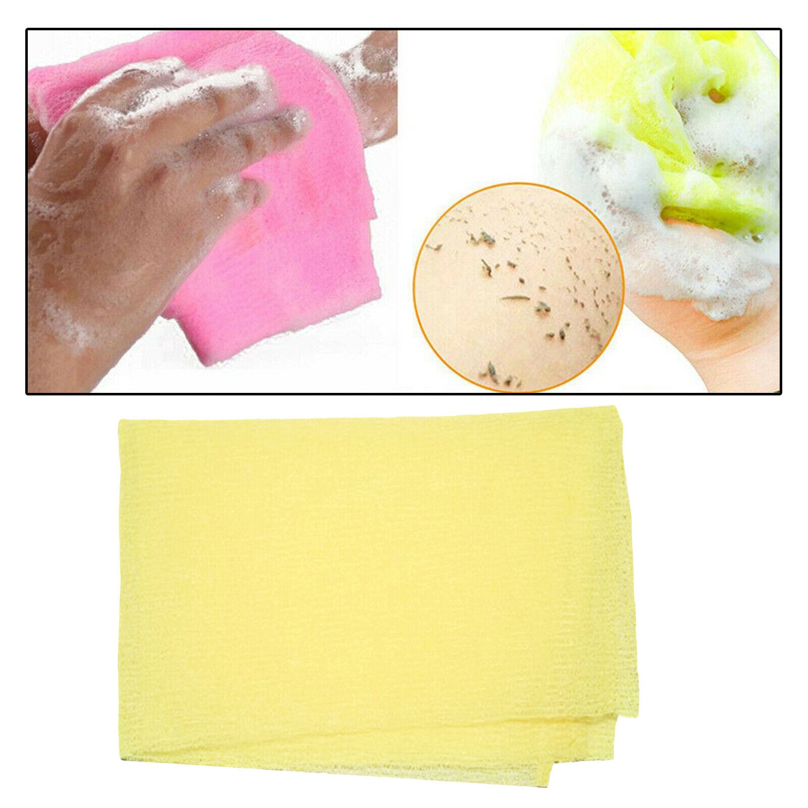 2X 1pc Nylon Extra Long Bath Towel Household Washing Cleaning Massage yellow