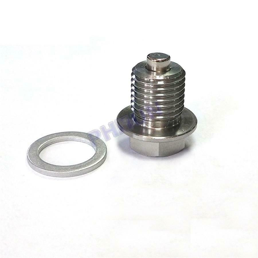 Stainless Steel M14 x 1.5 MM Oil Drain Plug w/ Magnet Aluminum Crush Washer