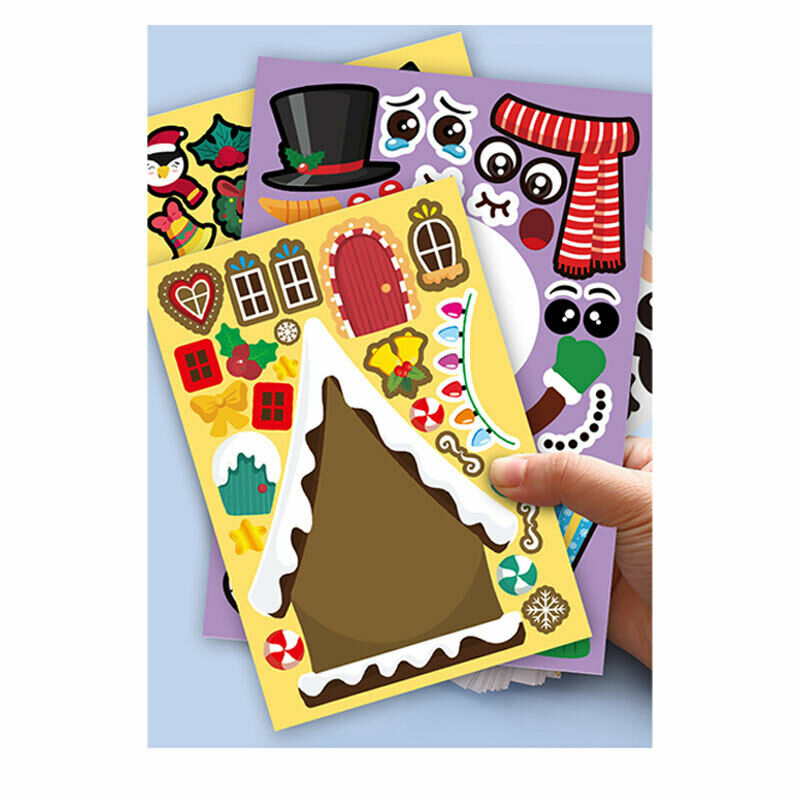 1 Set Children Cartoon Christmas DIY Stickers Santa Snowman Cute StickersY KX
