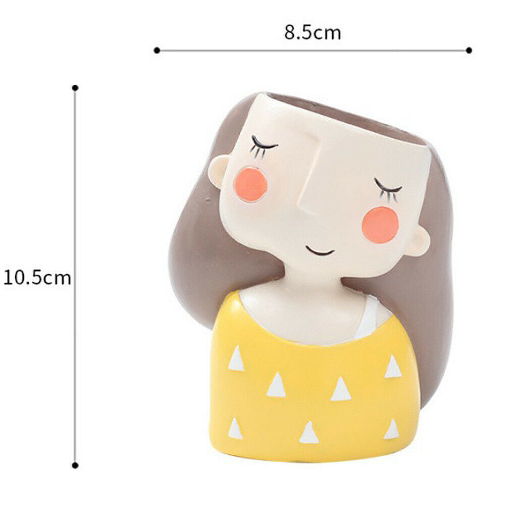 Set of 2 Pieces Girl Design Mini Flower Pots Cacti Succulent Plant Container