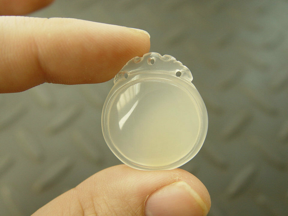 Natural chalcedony agate Chinese Jade Icy hand carved Pendant Mirror Armour A+