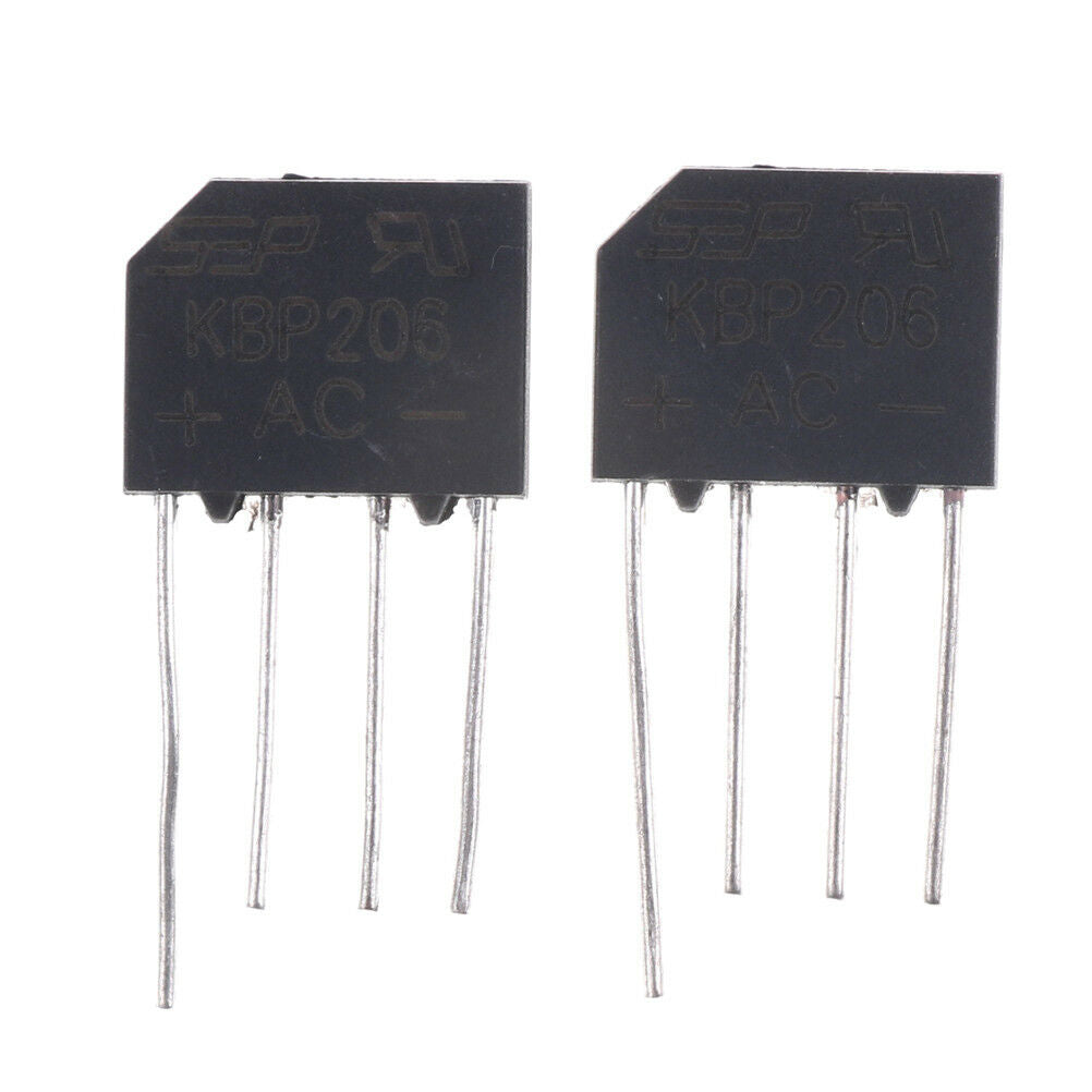 10PCS KBP206 Generic Diode Bridge Rectifier 2A 600V 4PIN DIP DDAU
