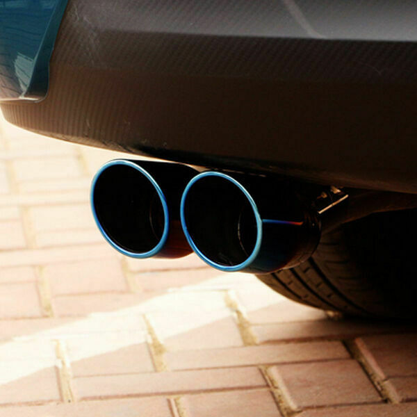 Universal Car Dual Pipe Exhaust Rear Tail Pipe Tip Stainless Steel Muffler 63mm