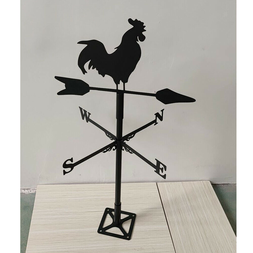 Metal Cock Shape Weathervane Wind Direction Indicator Garden Barn Ornament