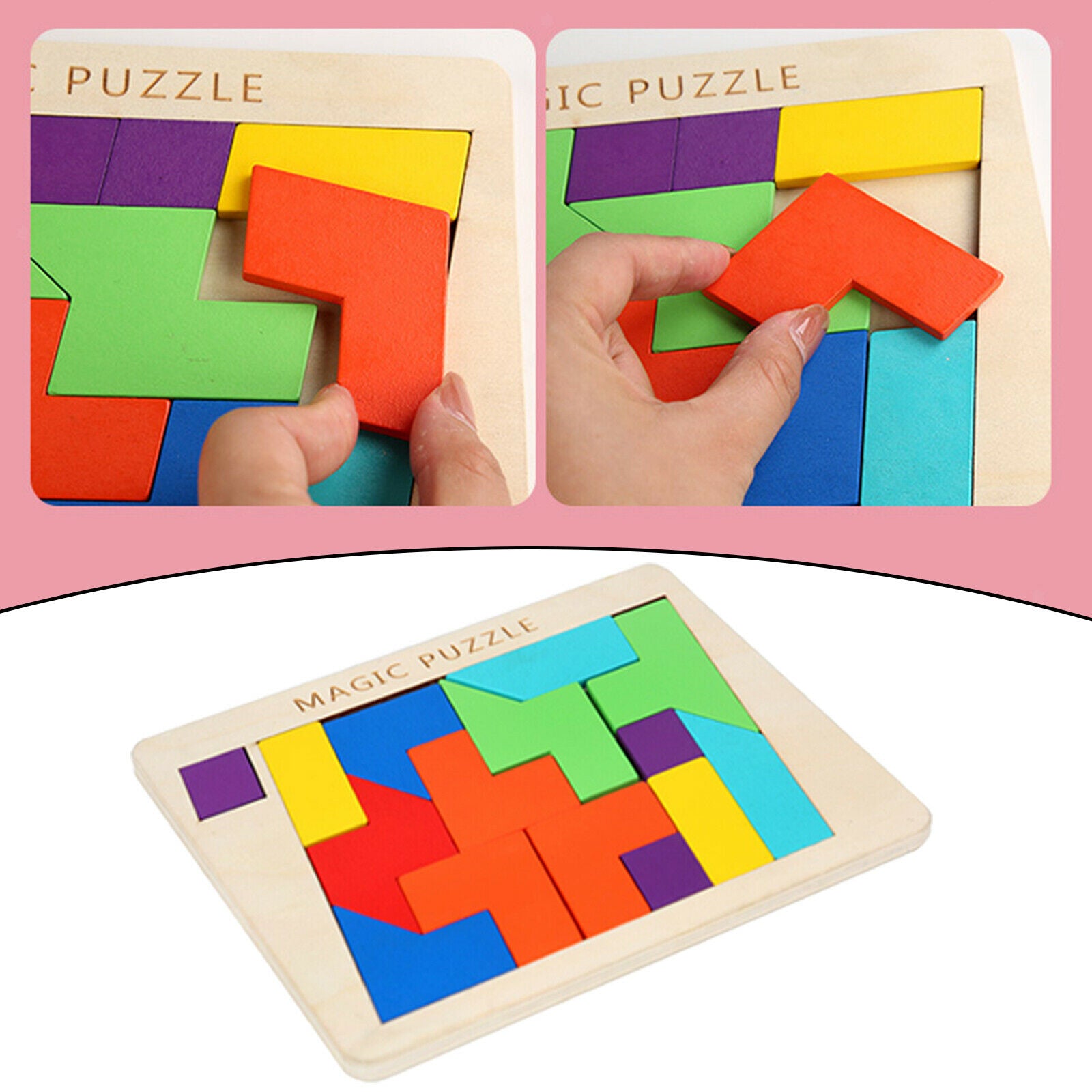 Wood Tangram Puzzle Kids Wood Tangram Puzzle IQ Game Shape Puzzles Brain Teaser