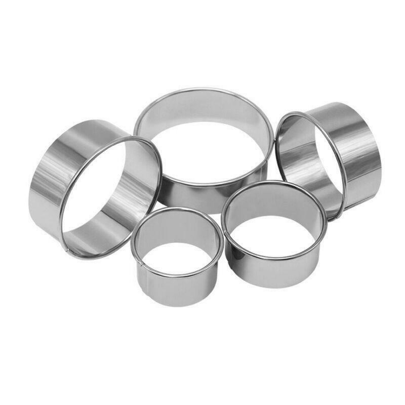 5pcs/Set Round Stainless Steel Cookie Cutters Biscuit DIY Baking Pastry Mold