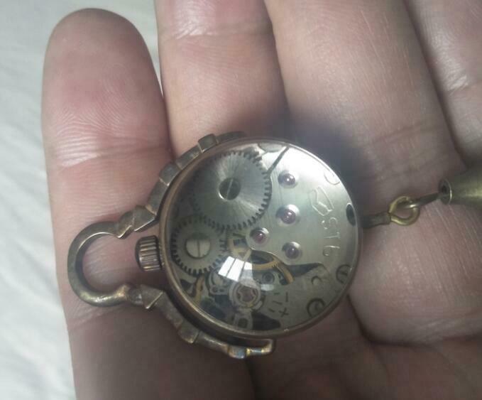 23mm CHINESE OLD BRASS GLASS Pocket Watch BALL Clock