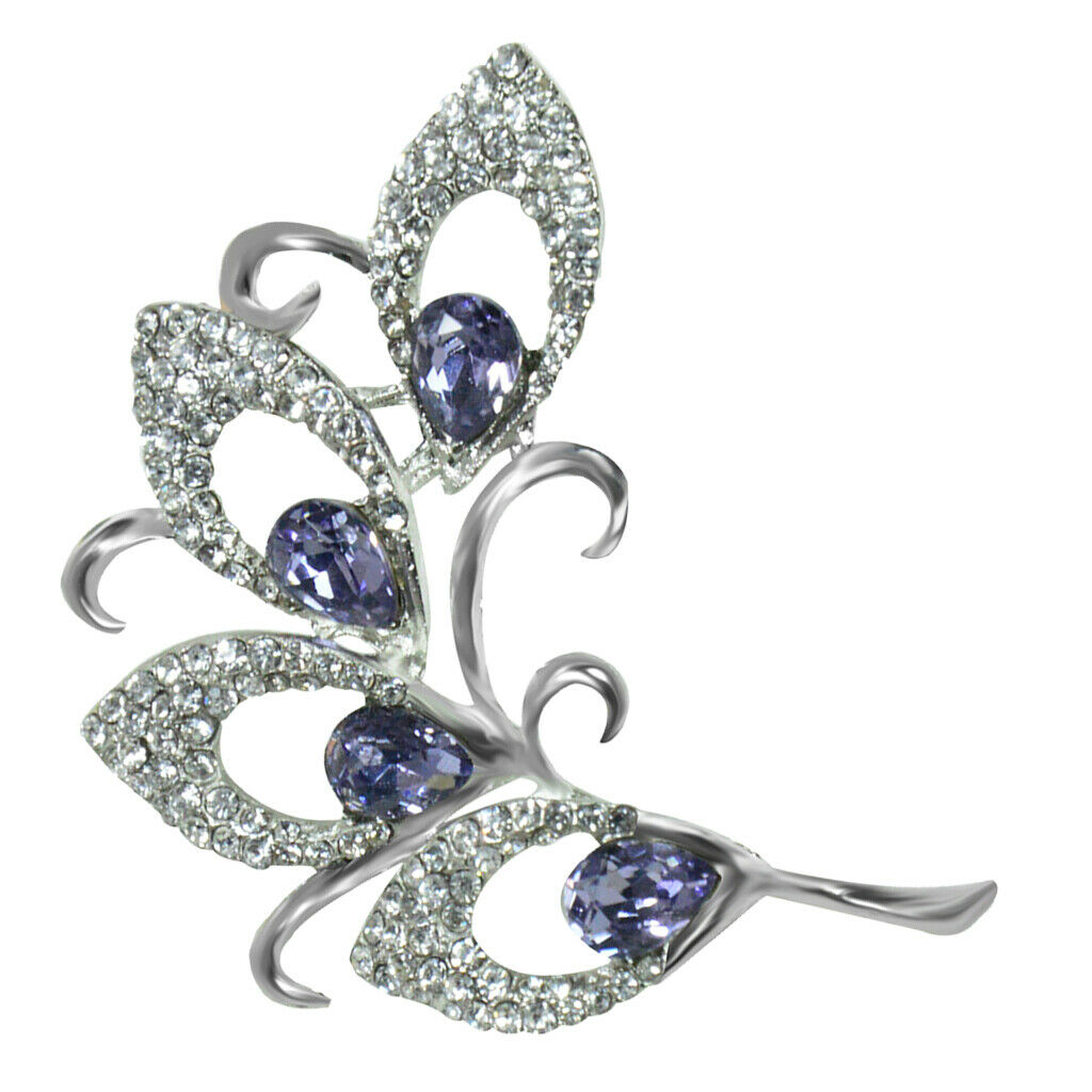 Women Crystal Leaves Brooch Wedding Bouquet Pin Jewelry for Party Prom