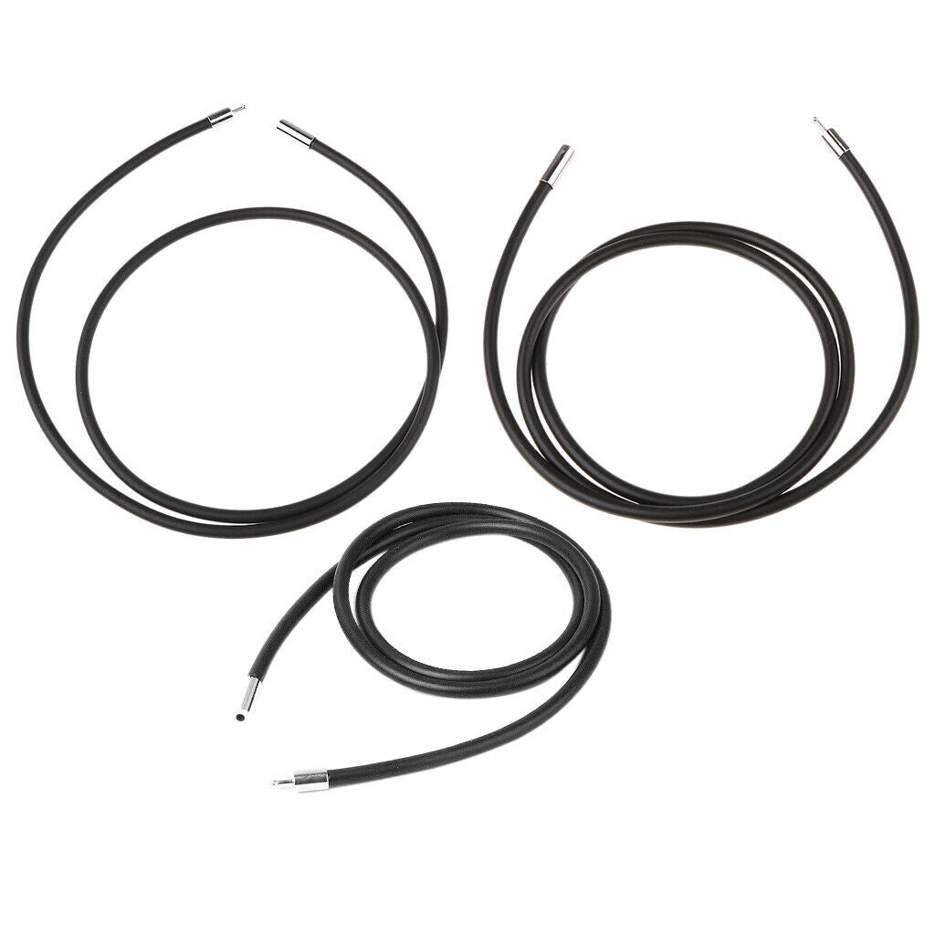 3x Black Rubber Cord Choker Stainless Steel Clasp Lady Findings 20-24''