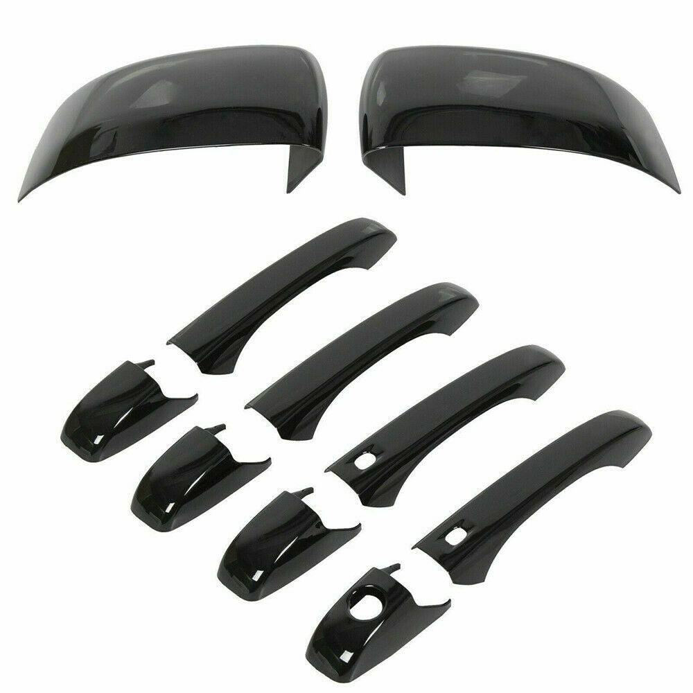 Black Mirror Covers+Door Handle Covers For Jeep Grand Cherokee For Dodge Durango