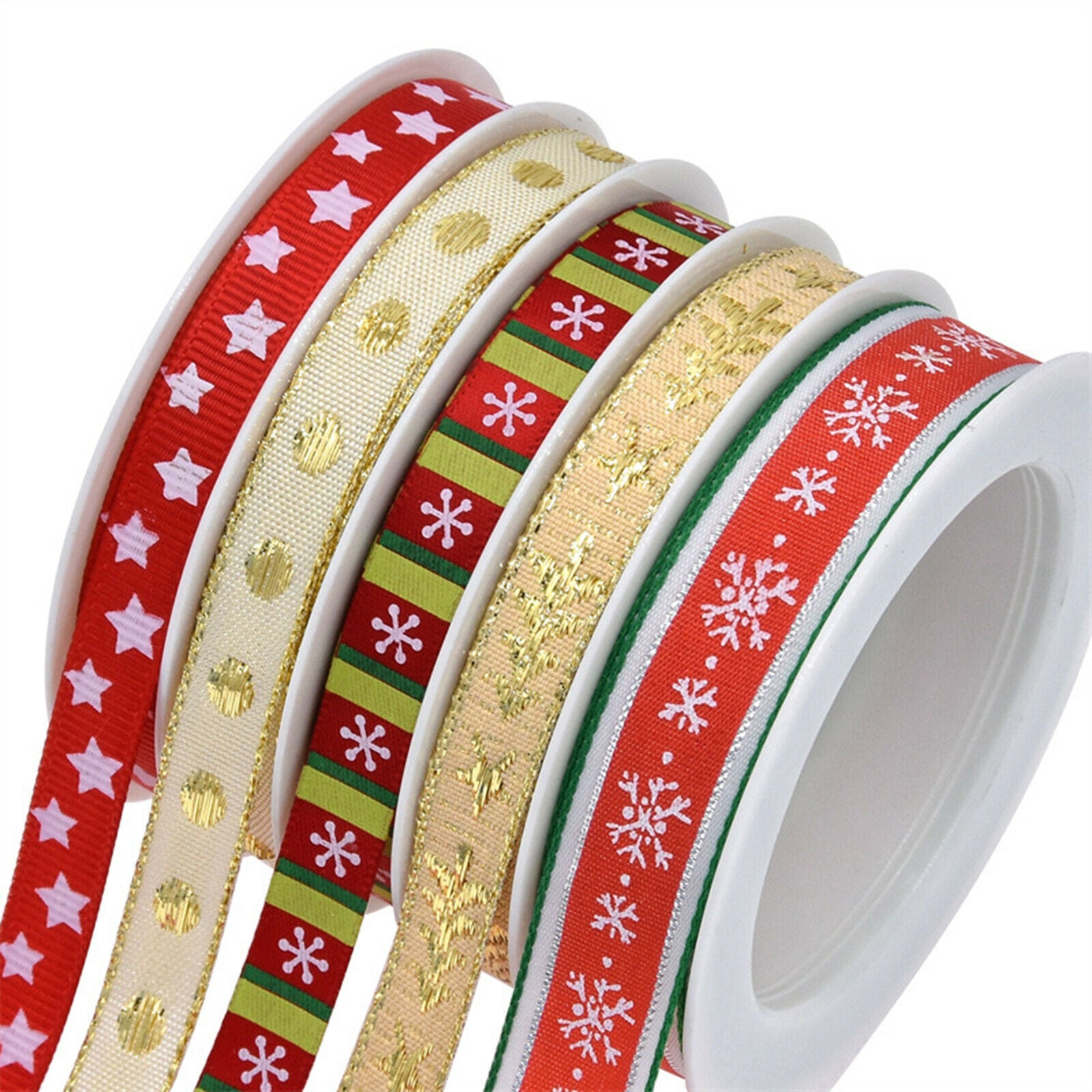 5.5Yards Christmas Ribbon Wired for DIY Floral Sewing Gift Wrapping Season