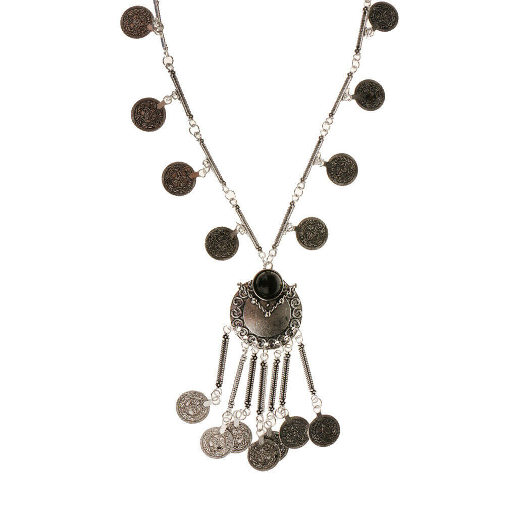 Ethnic Tribal Boho Beads Coin Fringe Belly Dance Bohemian Pendant Necklace