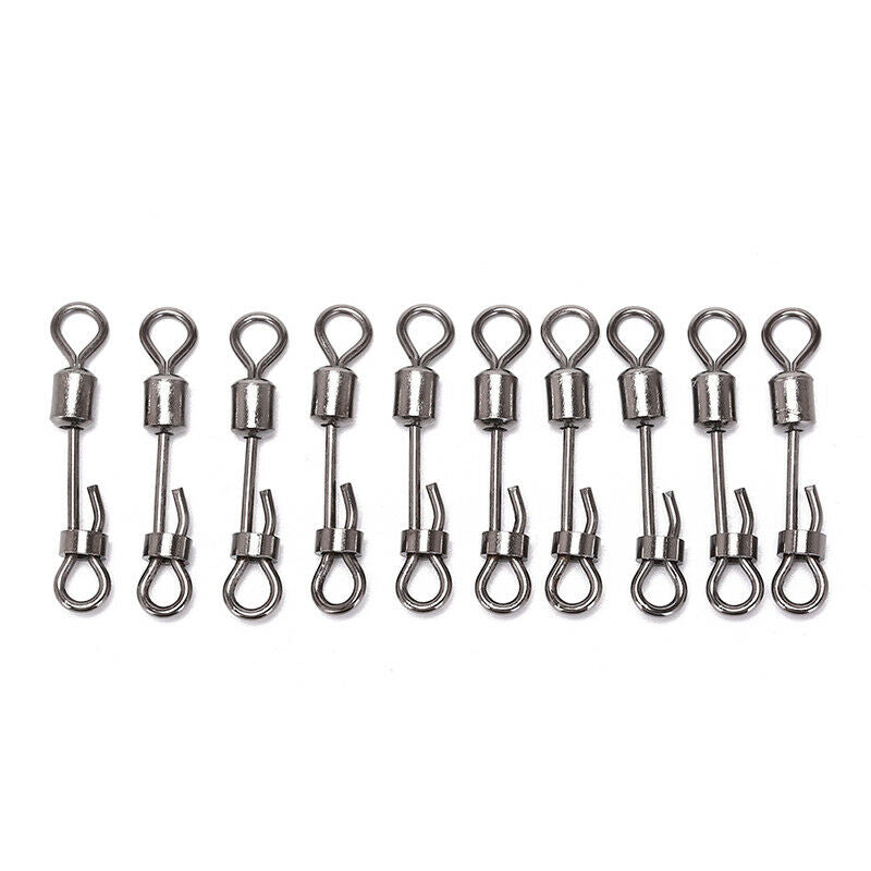 10x Steel Quick Lock Swivels Interlock Snap Fishing Lure Tackles Carp FishinBDA