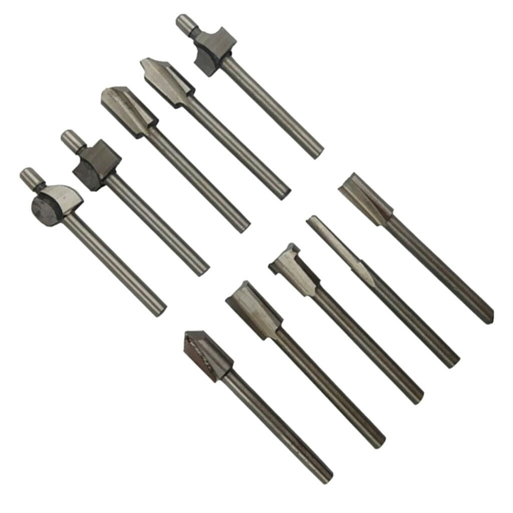 10 Set 1/8" 3mm HSS Woodworking Router Bit Cutter Milling Fits Rotary Tools