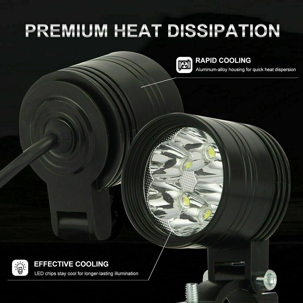 Waterproof Motorcycle Spotlight Fog Light Headlight LED Front Universal Black