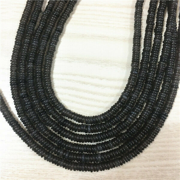 1 Strand/180Pcs 6x2mm Black Agate Heishi Disc Round Spacer Beads 15.5inch HH389