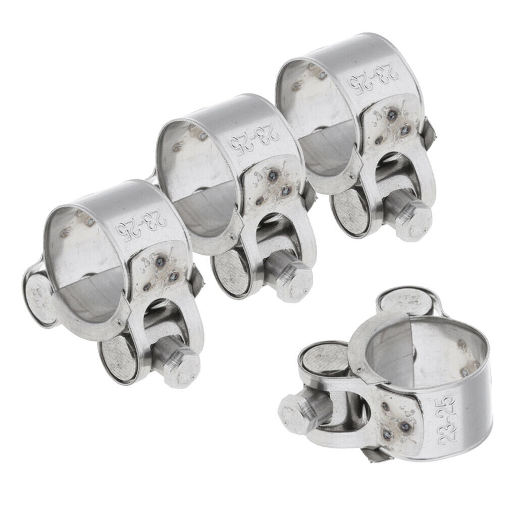 4Pcs Universal 23-25mm Motorcycle Exhaust Pipe Clamp Caliper Stainless Steel