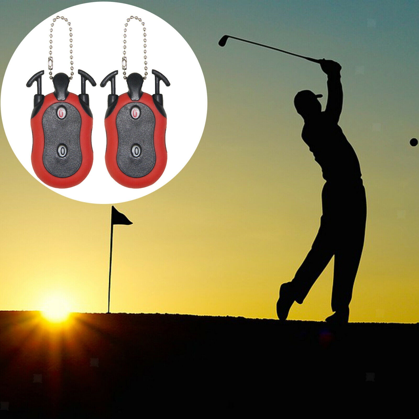 2x Golf Score Counter Double Dial Tally Keeper Scorer Scoring Indicator Red