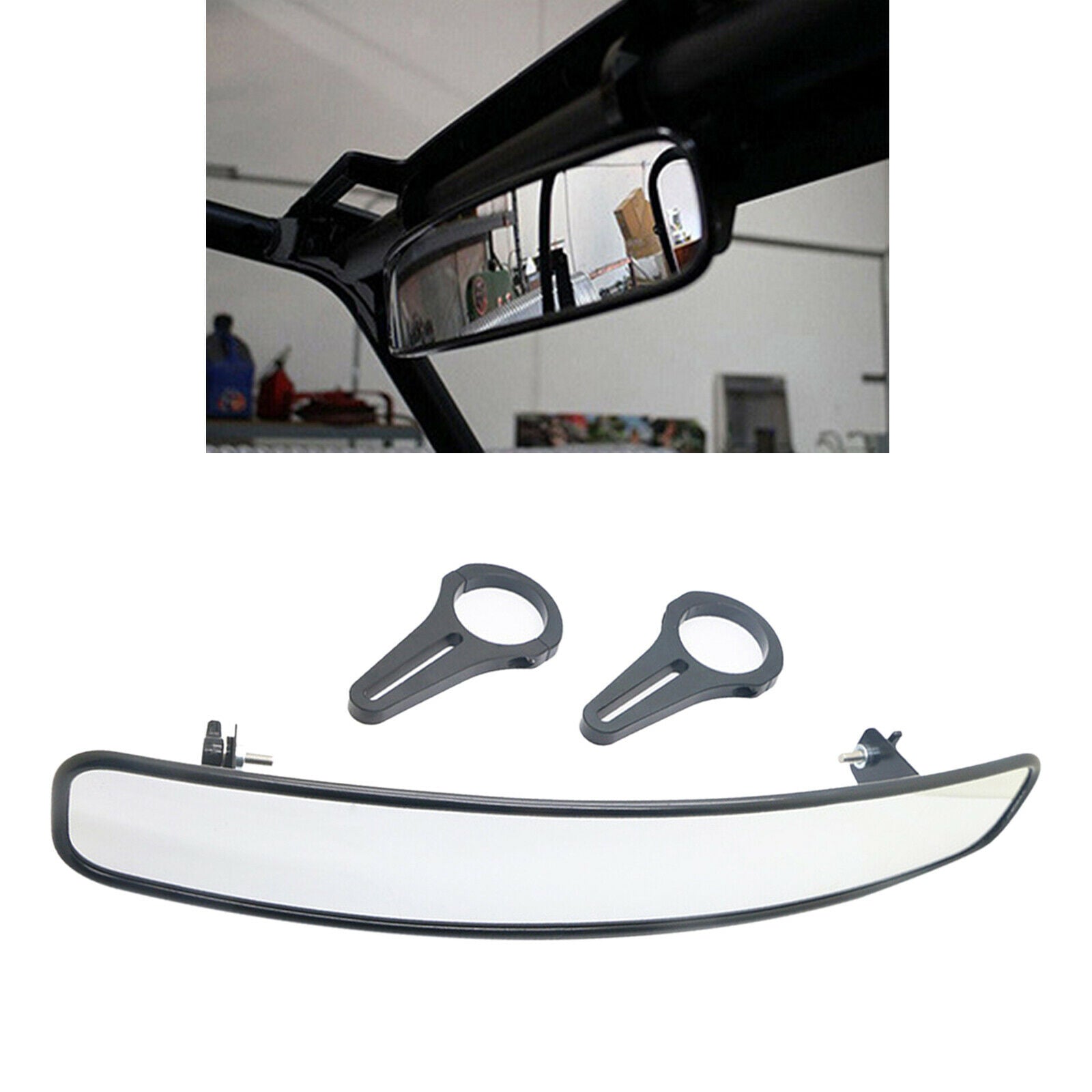 RearView Mirror with 1.75" Clamps Compatible with Polaris ALL RZR Turbo