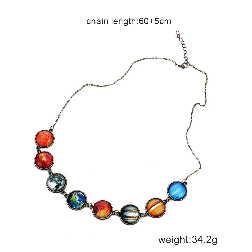 Trendy Solar System Necklace Eight Planet Universe Galaxy Necklace Jewelry Gift