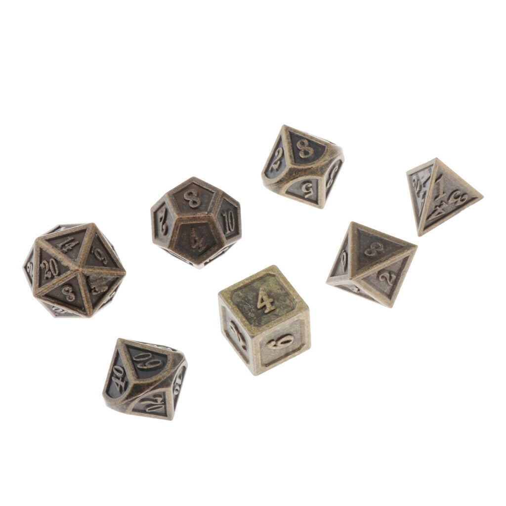 7 Pieces Metal Dices Set, DND Game Polyhedral Solid Metal D&D Dice Set for