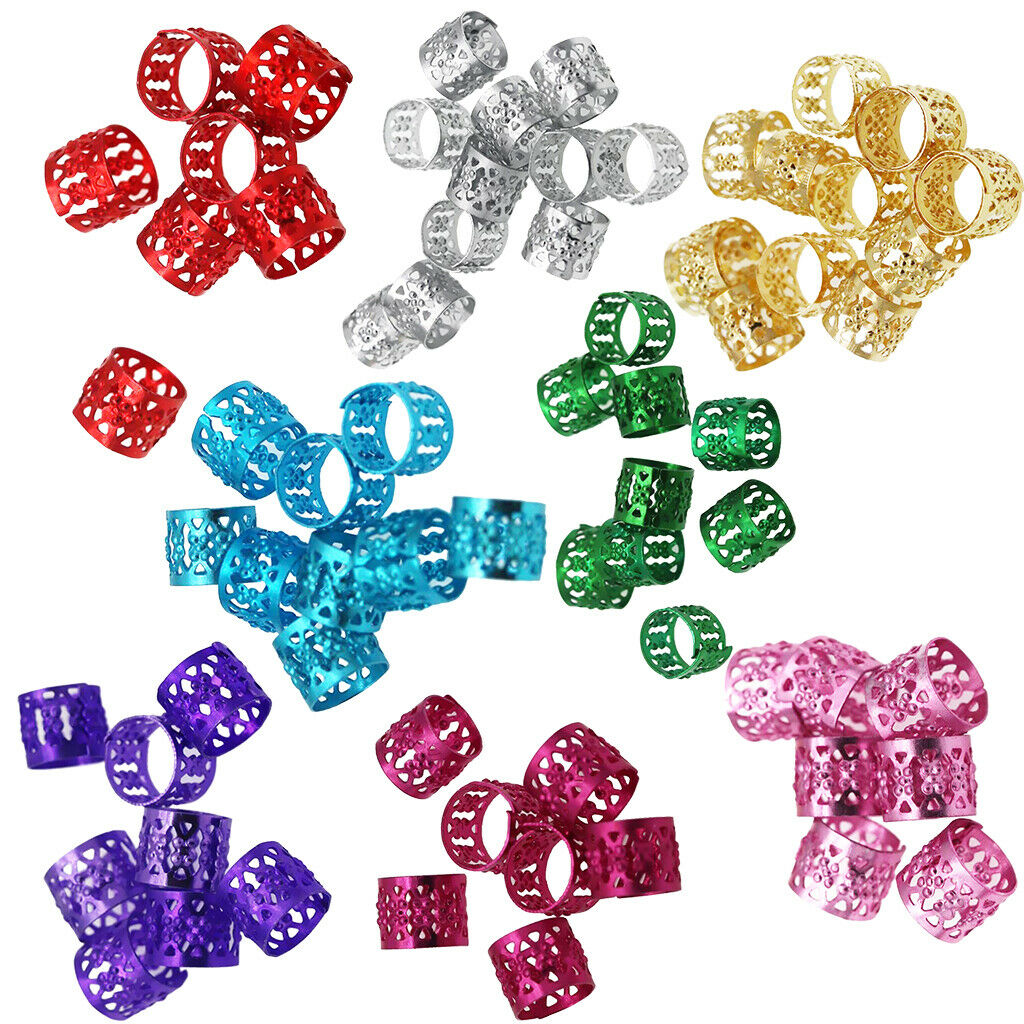 80 8mm ADJUSTABLE Multi Colors  Hair Cuff Beads Tubes DIY Jewelry
