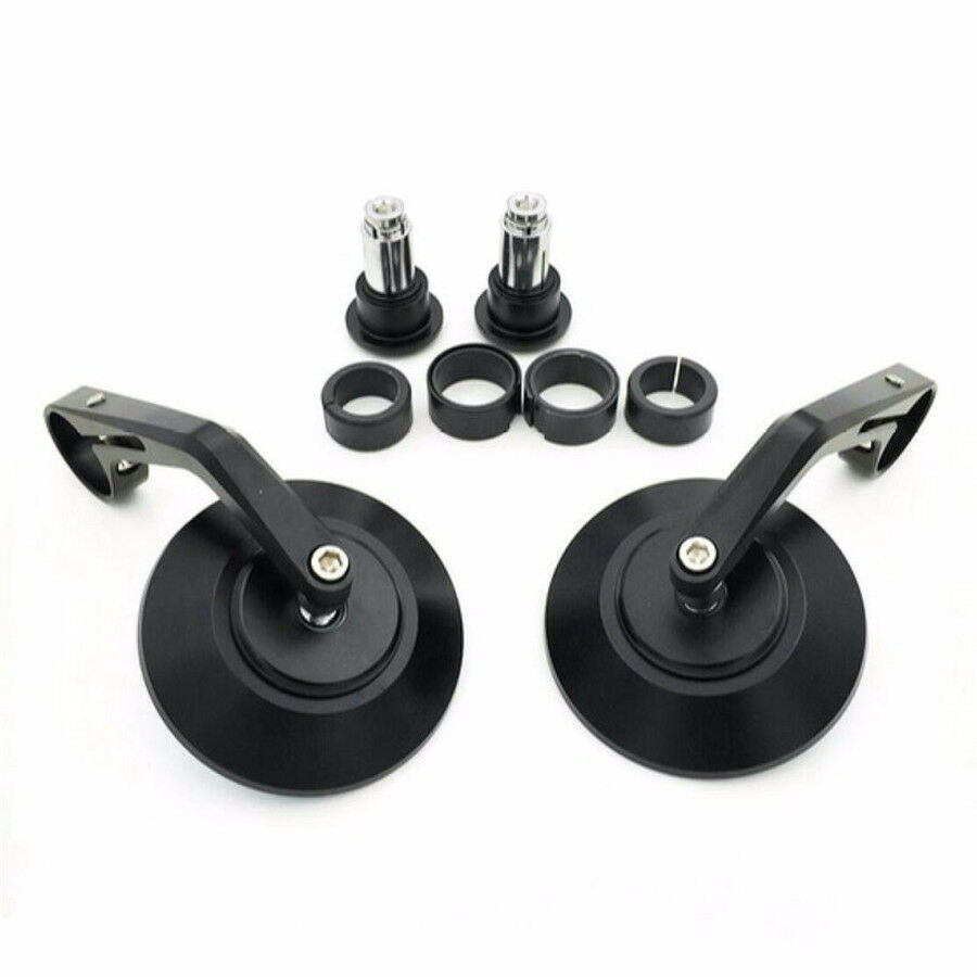 2PCS Motorcycle Round 7/8" Bar End Rearview Side Mirrors For Bobber Cafe Racer