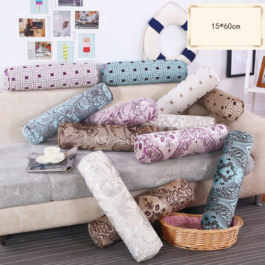 Pack of 2 Long Neck Roll Pillow Round Bolster Legs Support w/Removable Cover