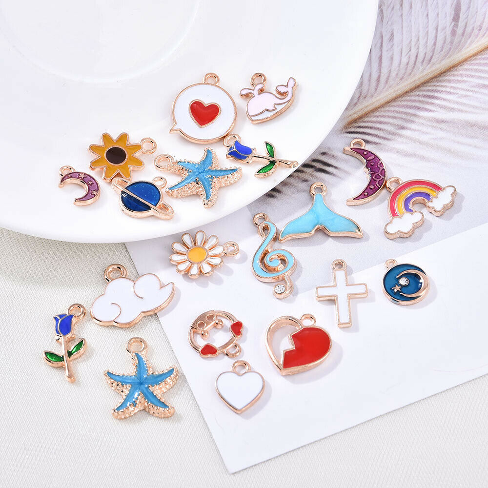 20Pcs/Set DIY Mixed Enamel Random Color Alloy Pendant Charms Jewelry Accessory
