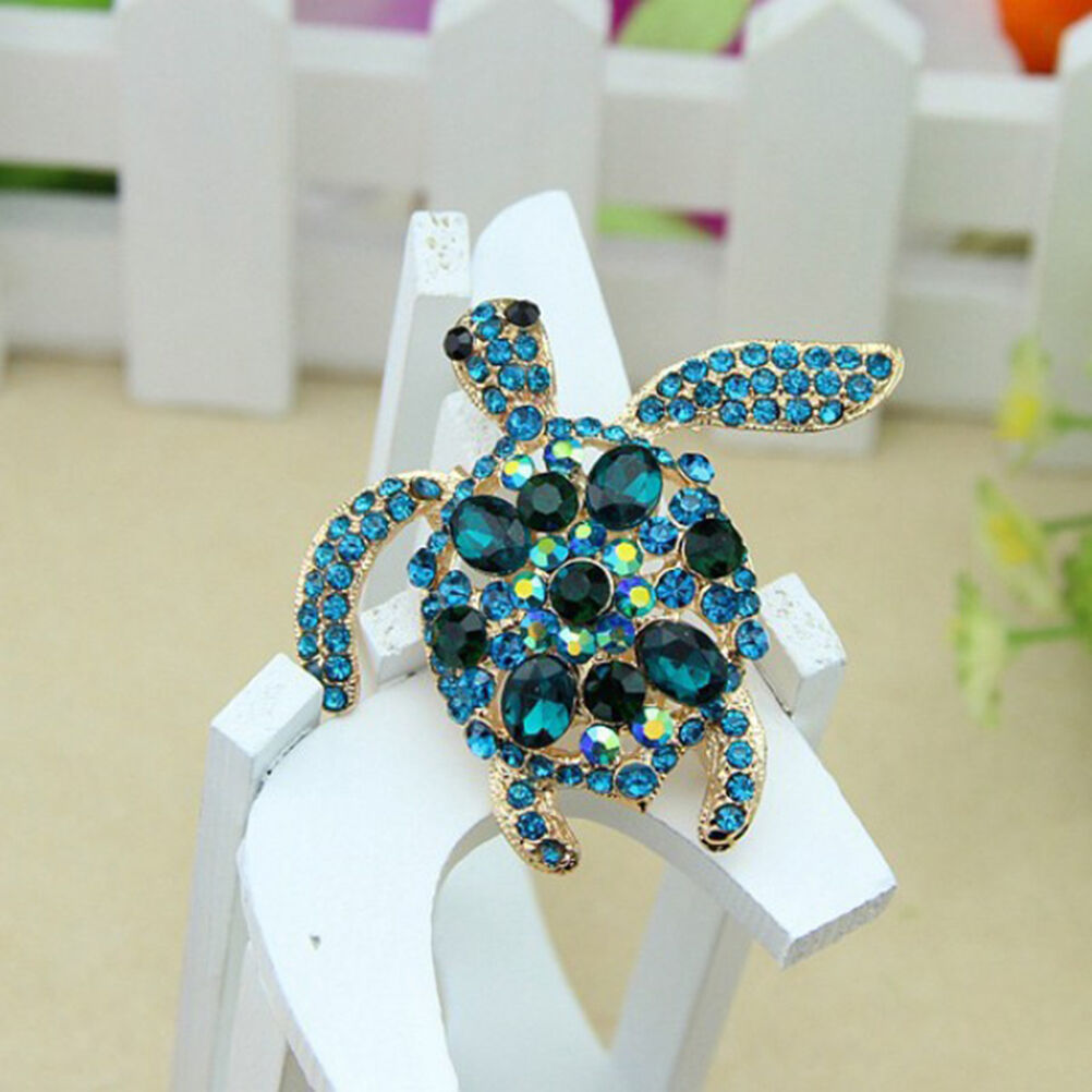 Fashion Charm Rhinestone Blue Turtle Brooch Pin Crystal Brooch Pins Jewelr.l8