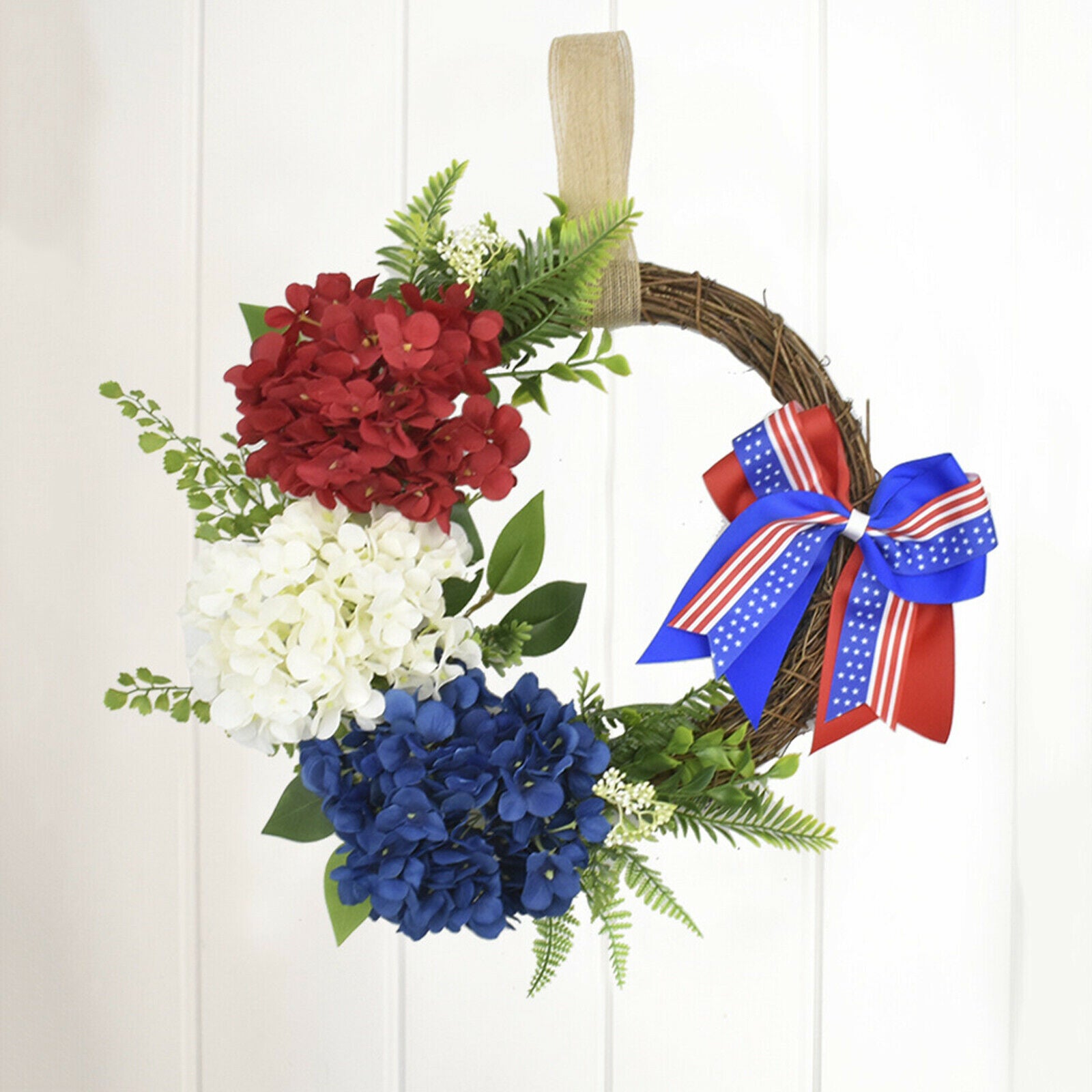 15.7" Patriotic American Wreath Flower Garland Memorial Day Hanging Ornament