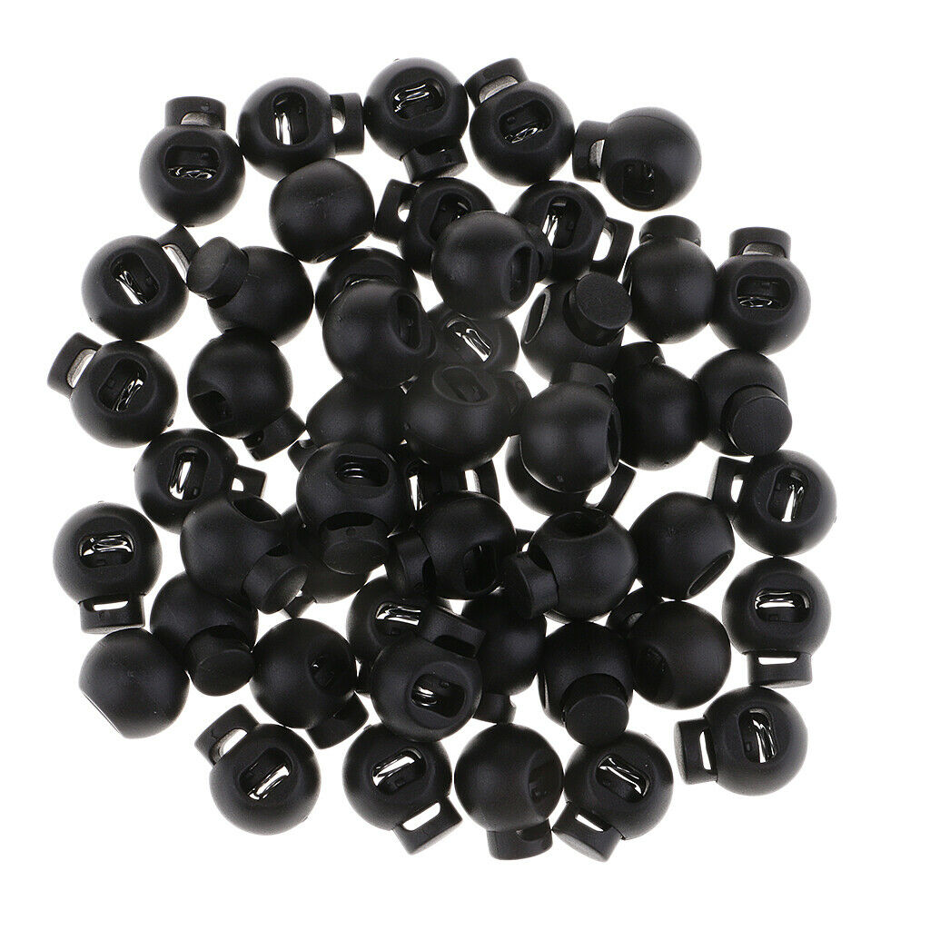 50 Pieces 15mm Rope Toggles Cord Locks Plastic Luggage Lanyard Stopper