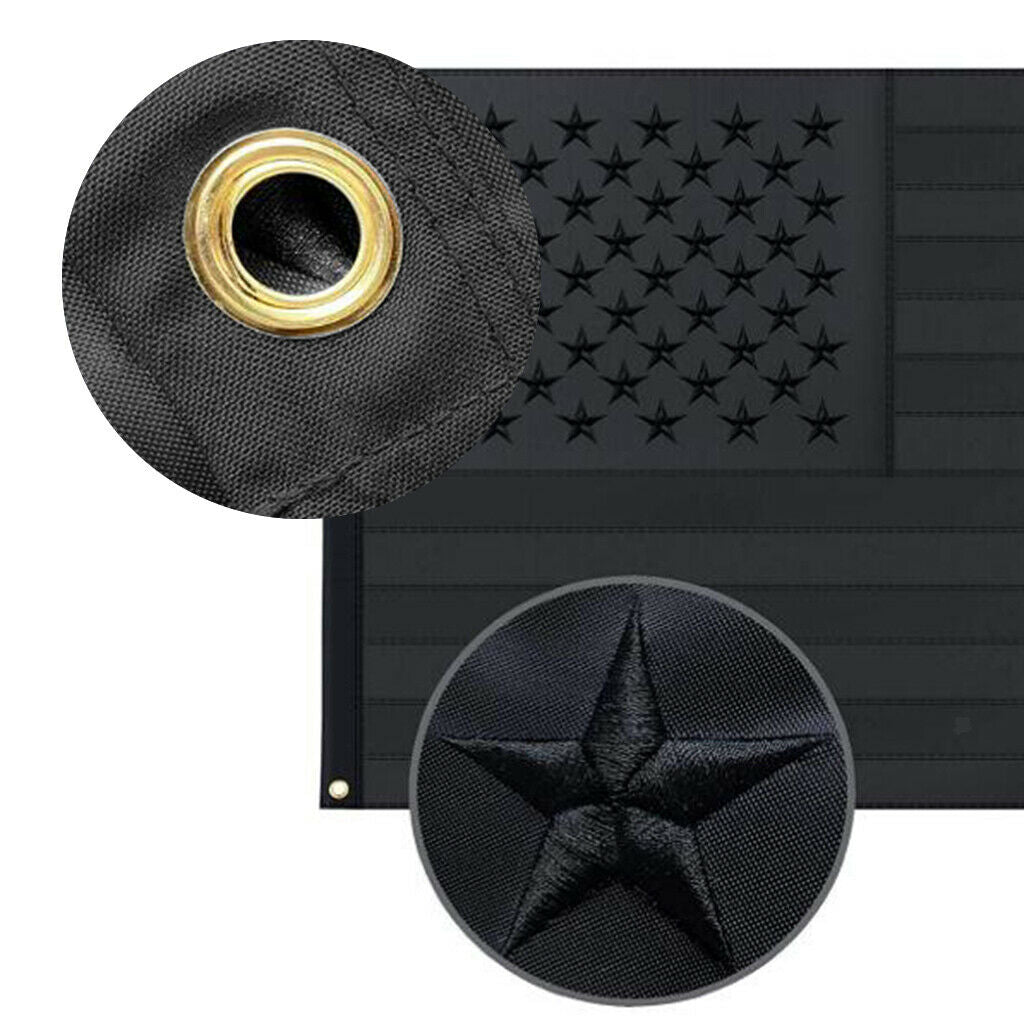 1pc Durable All Black American Flag 3x5 ft Embroidered US USA Flags 90x150cm