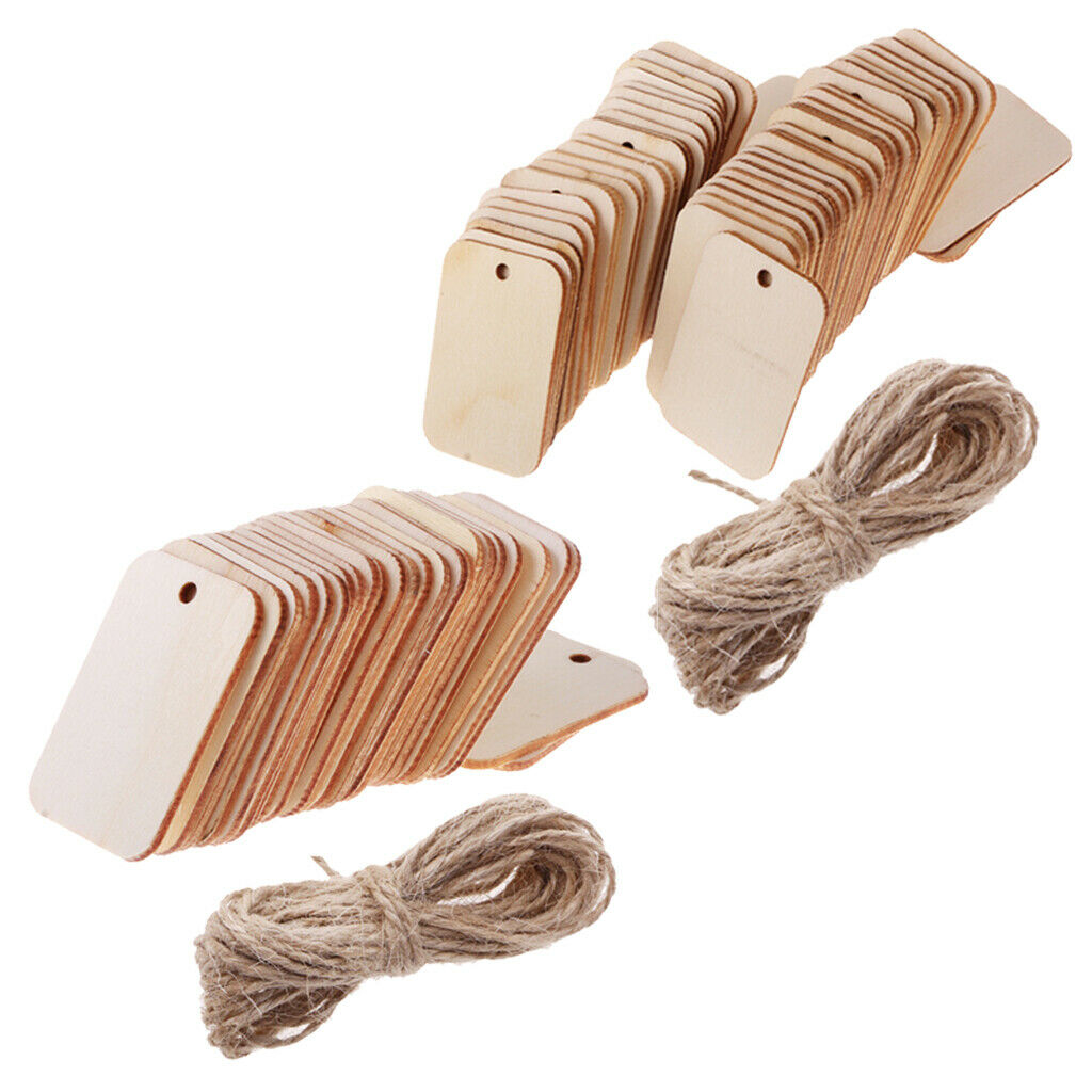 75x Blank Natural Wood Gift Tags Hanging Label Wedding Party Message Board