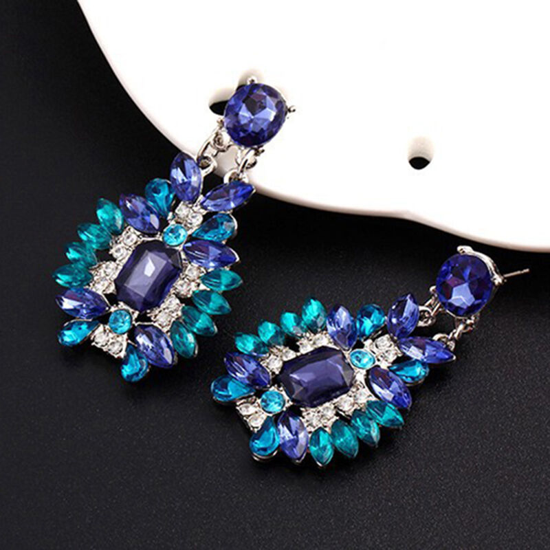 1Pair Luxury Women Crystal Rhinestone Big Dangle Drop Earrings Stud Jewelry B Qx