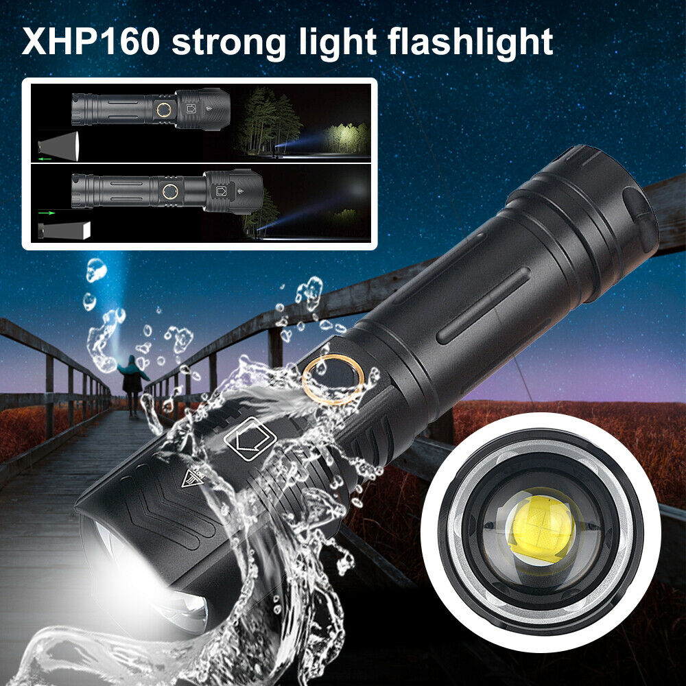 Ultra-clear Flashlight LED Outdoor Waterproof USB Portable Zoom Camping Light