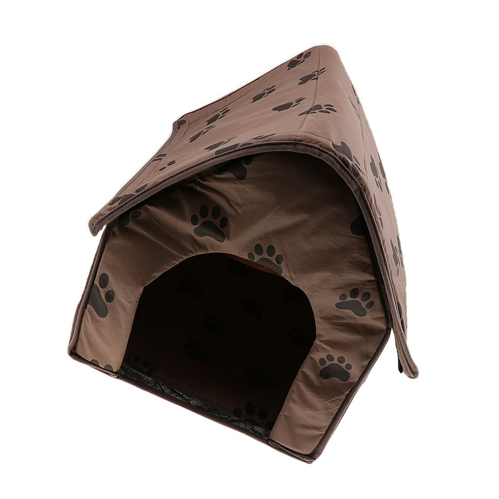 Pet Dog Cat Cave Bed House Footprint Windproof Warm Puppy Soft Mat Kennel