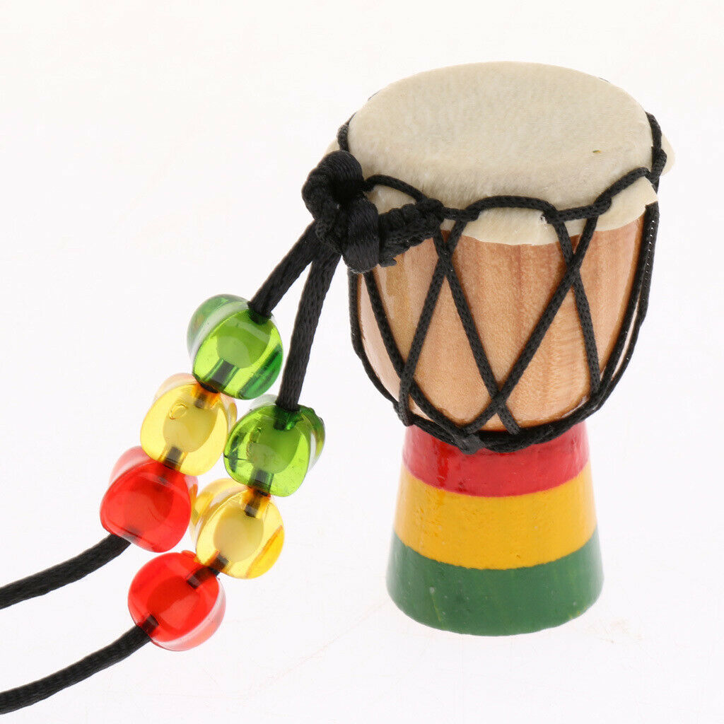 Wooden Mini Classic Drummer Djembe Percussion African Hand Drum Pendant B