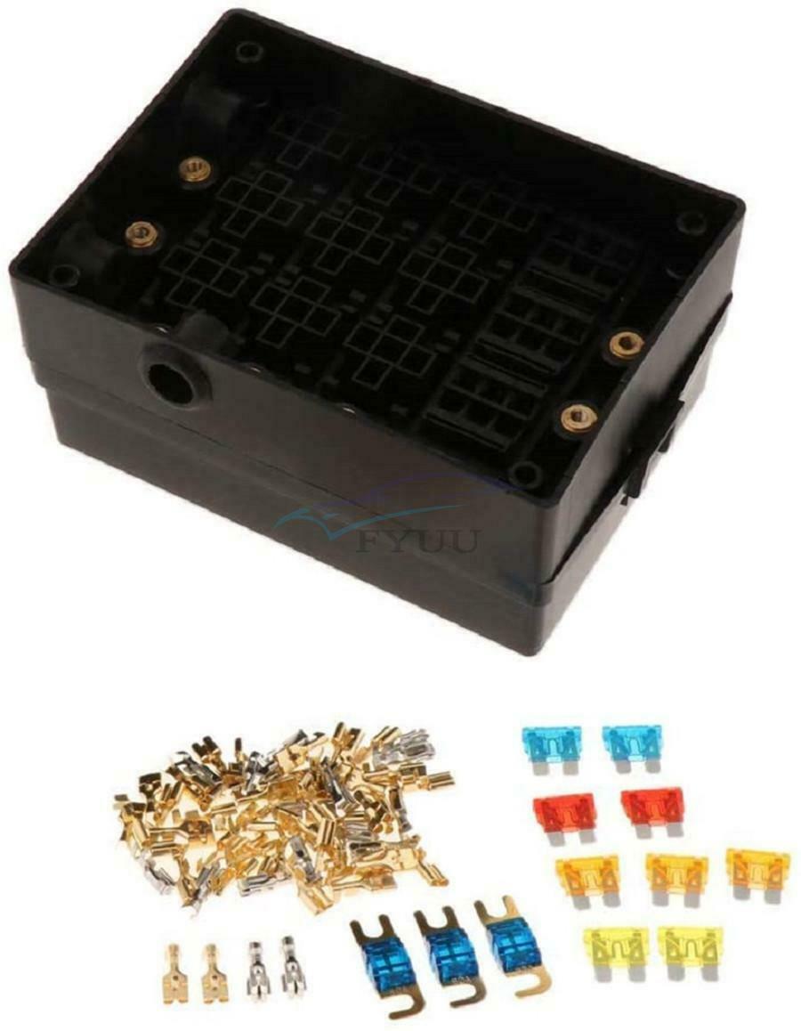12 Way Blade Type Car Fuse Holder Fuse W/ 9 Way Relay Box Central Electrical Box