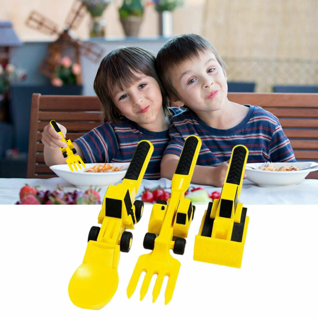 Bulldozer Cutlery 3Pcs/Set Constructive Eating Tableware for dinner Toddler
