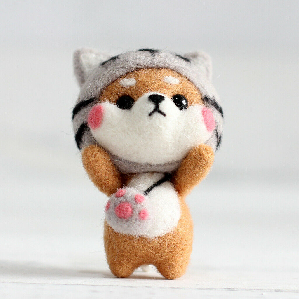 4 Sets Cute Shiba Inu Needle Felting Kits Tutorials Roving Needlecraft Home