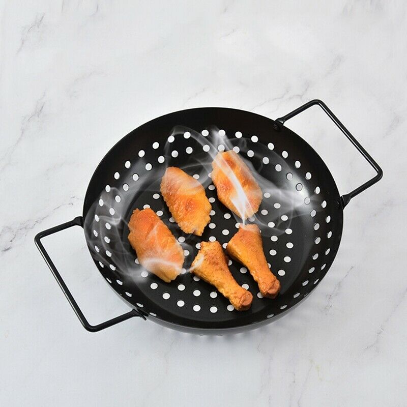 Square Grill Wok with Handle,BBQ Accessory Barbecue Tools for Stir Fry,ShrimG8P2