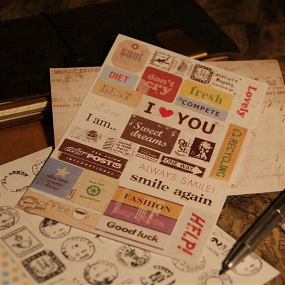 6pcs/set Retro DIY Calendar Paper Stickers for Scrapbooking Diary Planner Sticky
